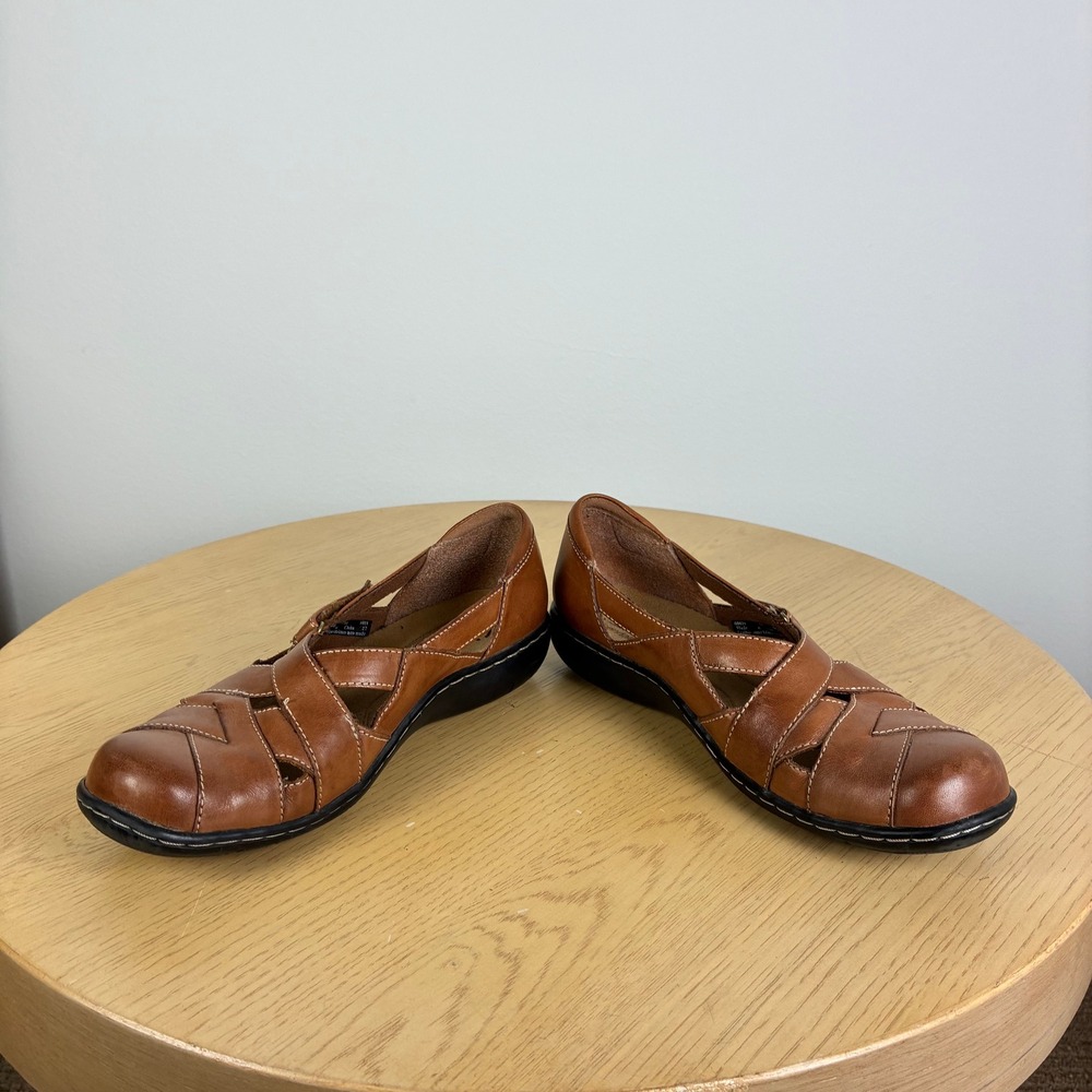 Clarks Woven Fisherman Flats Women's 7.5 Comfort Support Walking Office Boho - Picture 3 of 7